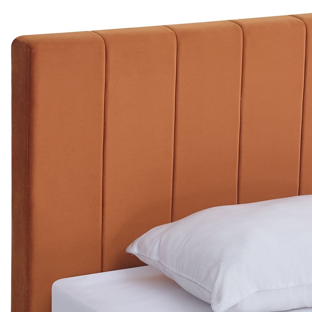 William - Lit Adulte - Velours - Terracotta