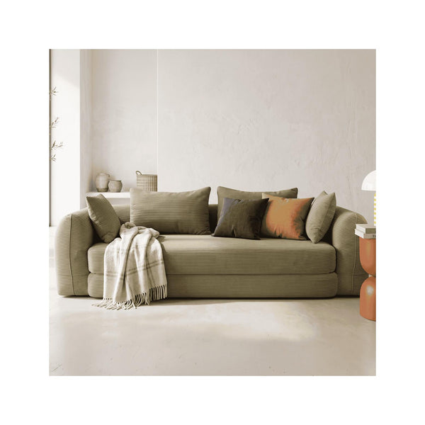 Amo - Canapé Compressé Convertible - Velours Côtelé - Vert Kaki