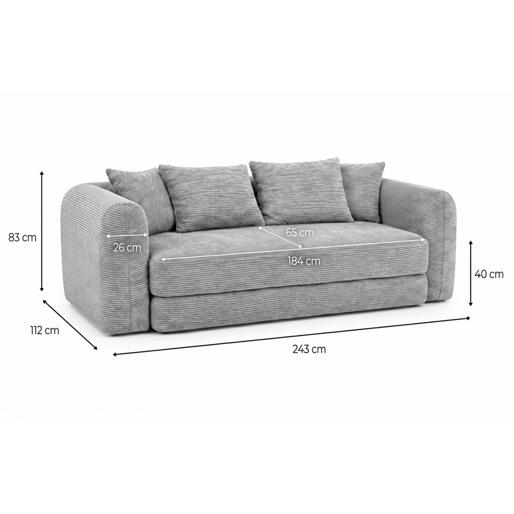 Amo - Skompresowana sofa rozkładana - Sztruks - Khaki