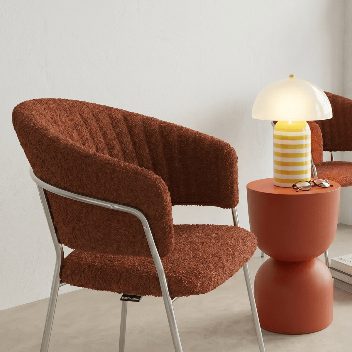 Isya - Set Van 2 Stoelen - Bouclé - Roest