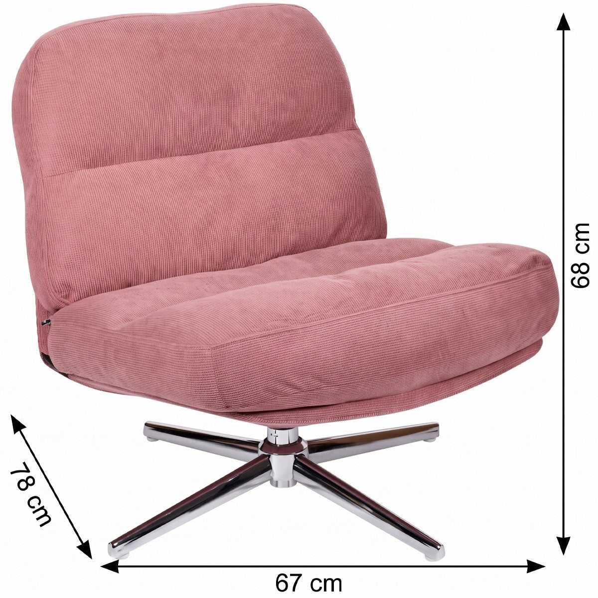 Julia - Fauteuil Pivotant - Velours Côtelé - Rose