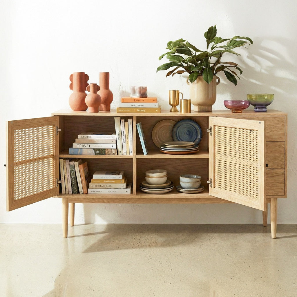 Eden - Dressoir - Rotan webbing en eikenfineer - Hout
