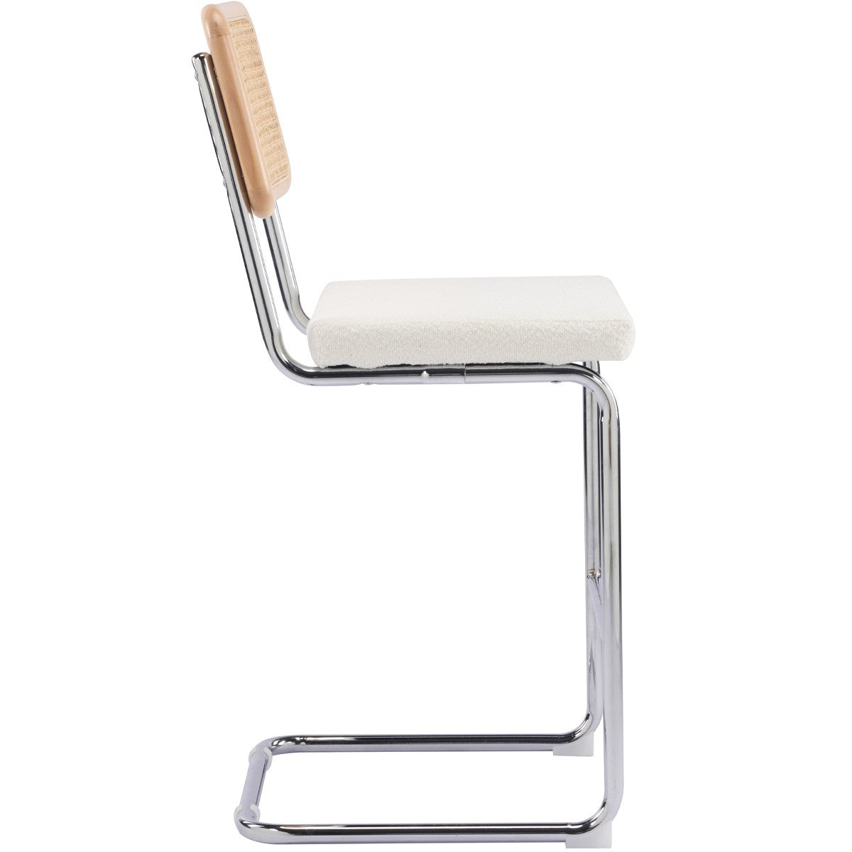 Muse - Set Of 2 Bar Stools - Cane And Bouclé Fabric - Beige