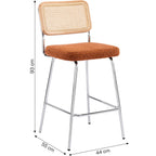 Muse - Set Van 2 Barkrukken - Rotan En Bouclé Stof - Roest