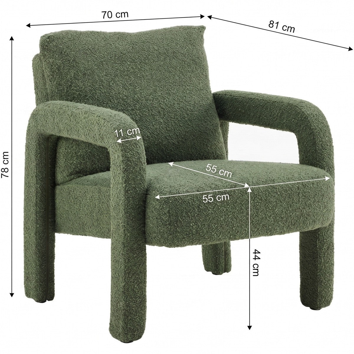 Niko - Fauteuil - Bouclé Stof - Kakigroen
