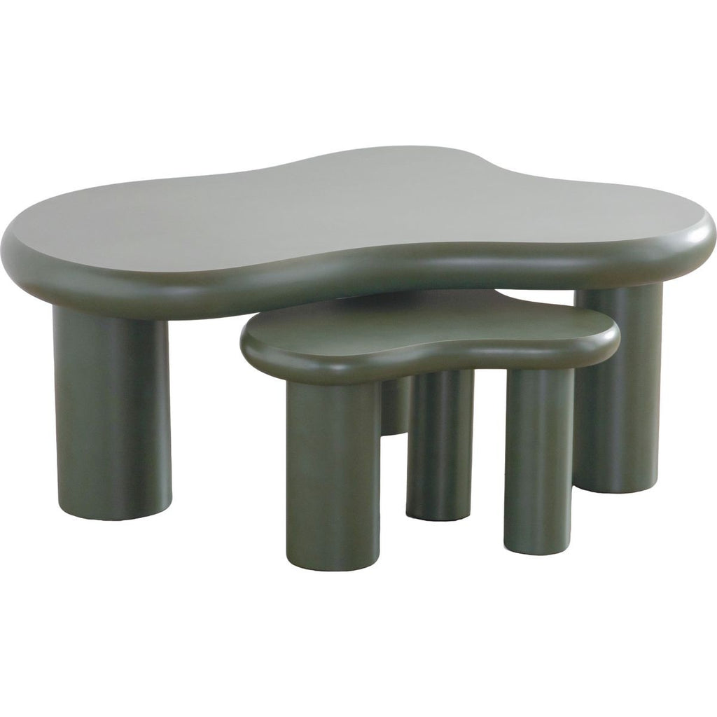Wave - Set Van 2 Organische Salontafels Trapvormig - MDF - Groen