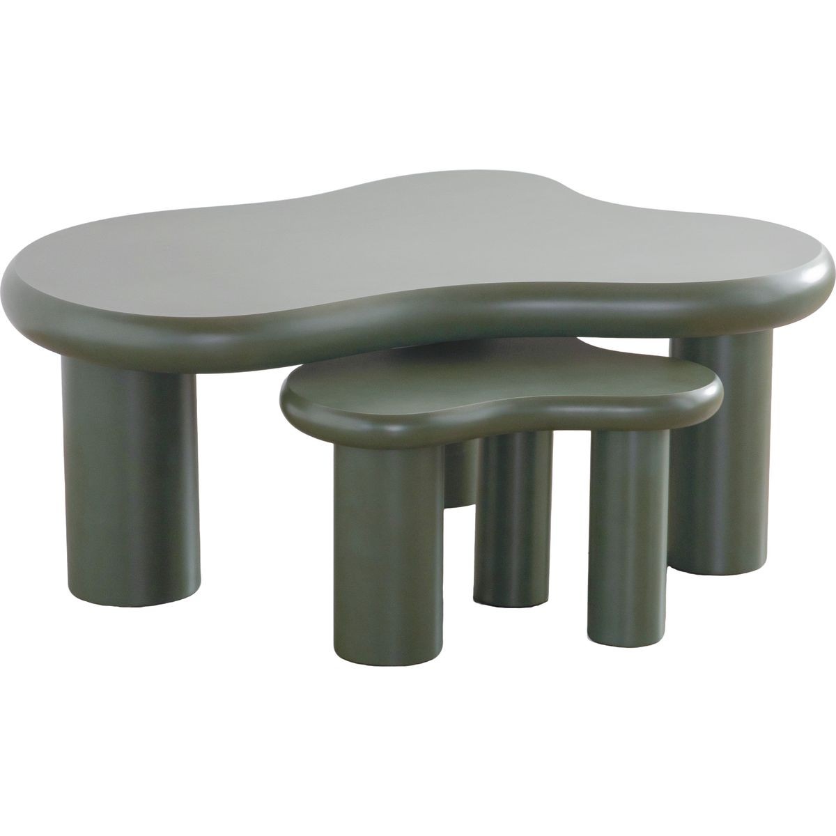 Wave - Set Van 2 Organische Salontafels Trapvormig - MDF - Groen