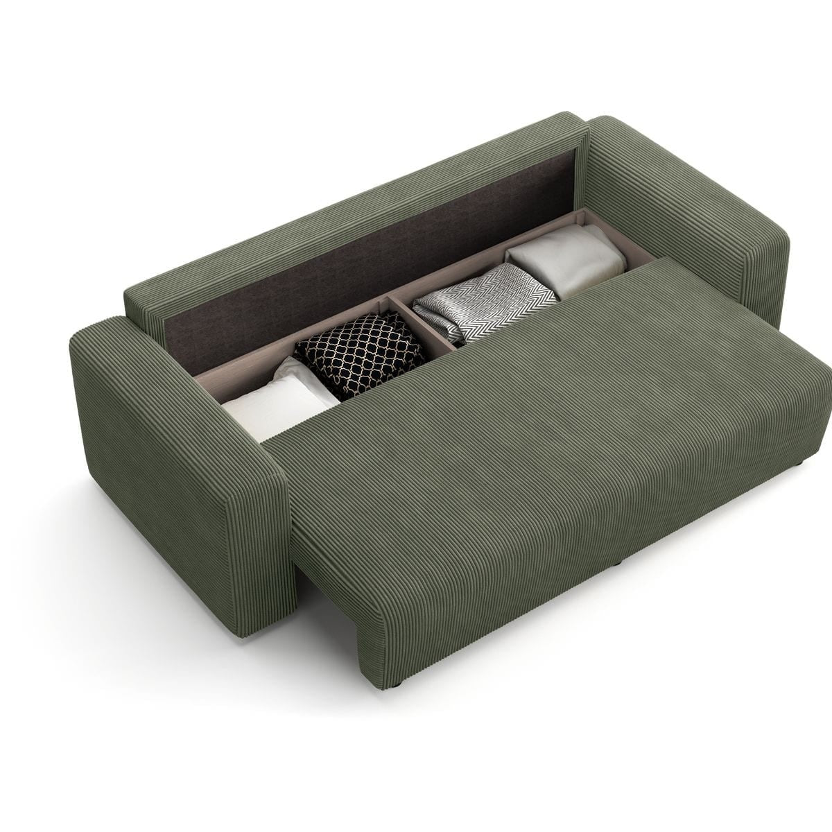 Fjord - Sovesofa - Fløjl - Kakigrøn