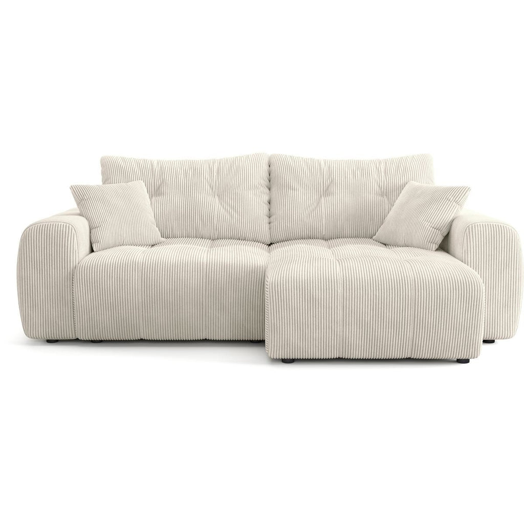 Alba - Canapé D'angle Réversible Convertible - Velours Côtelé - Beige