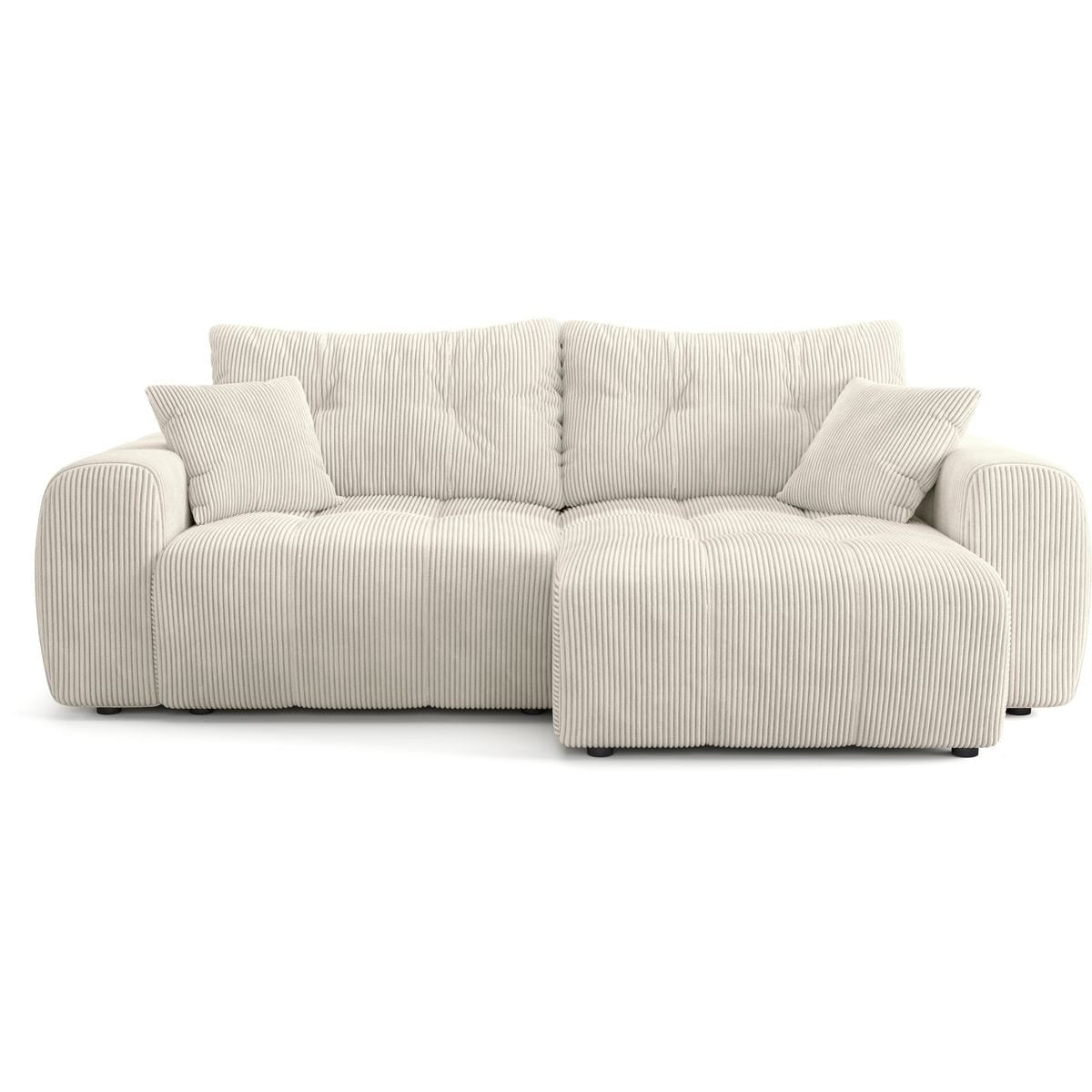 Alba - Canapé D'angle Réversible Convertible - Velours Côtelé - Beige