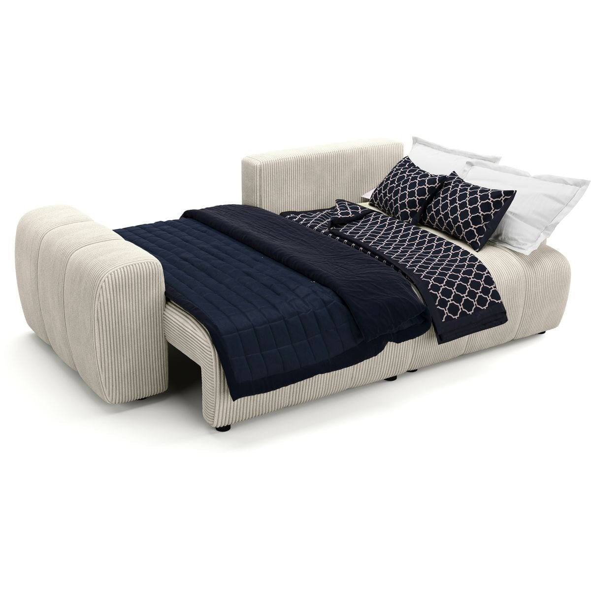 Alba - Canapé D'angle Réversible Convertible - Velours Côtelé - Beige