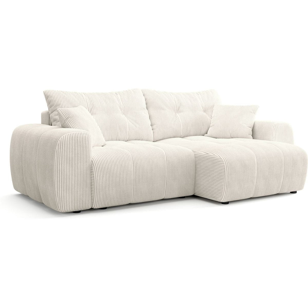 Alba - Canapé D'angle Réversible Convertible - Velours Côtelé - Beige