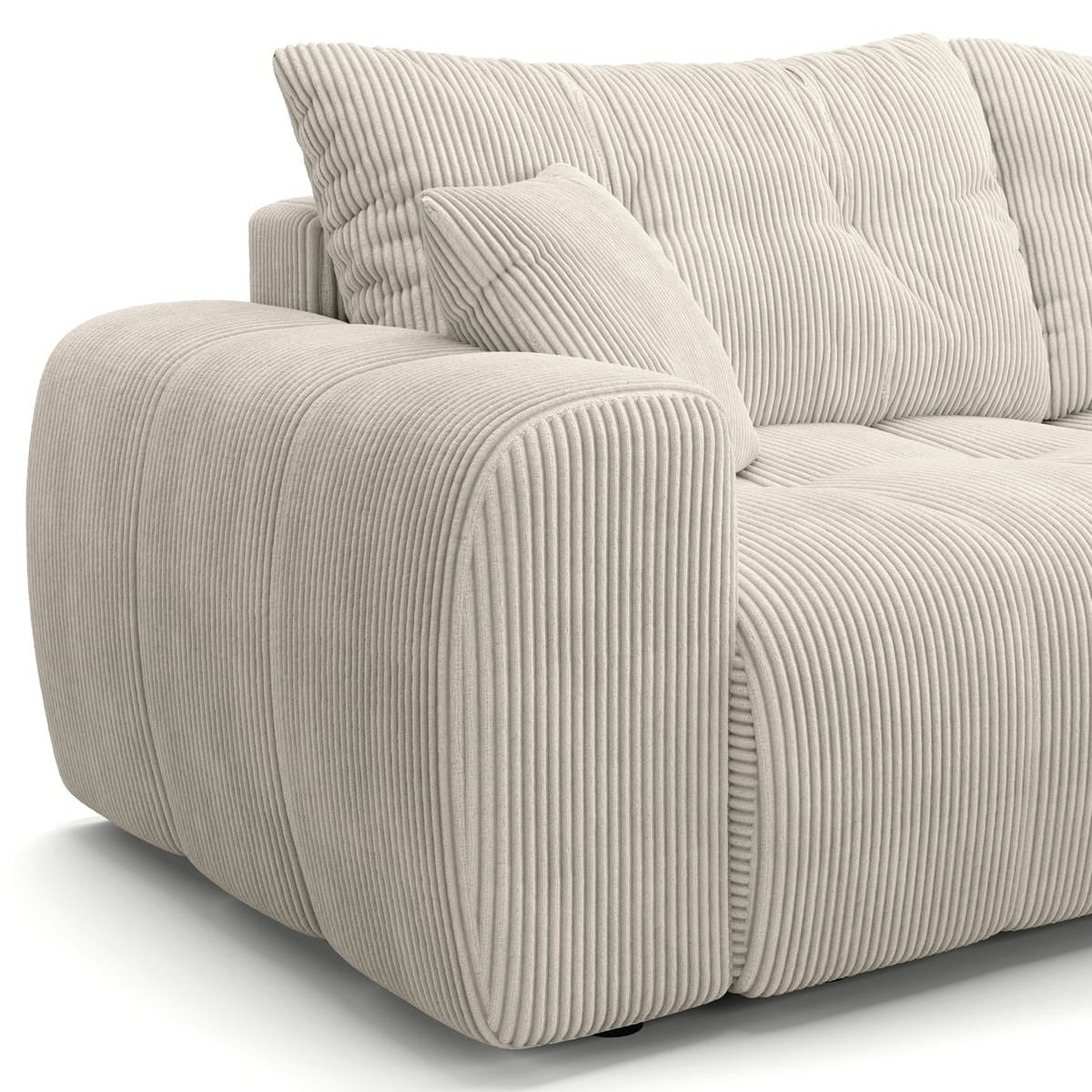 Alba - Canapé D'angle Réversible Convertible - Velours Côtelé - Beige