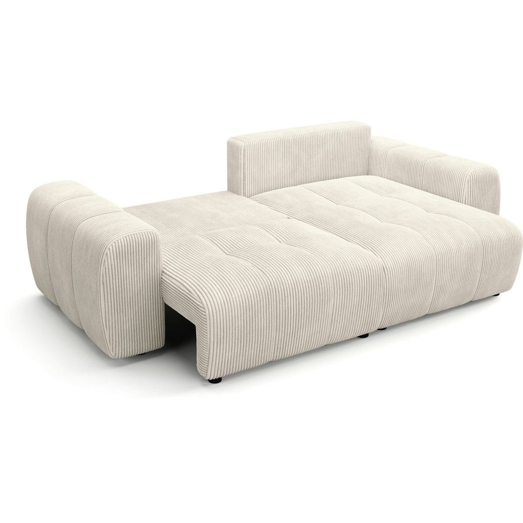 Alba - Canapé D'angle Réversible Convertible - Velours Côtelé - Beige