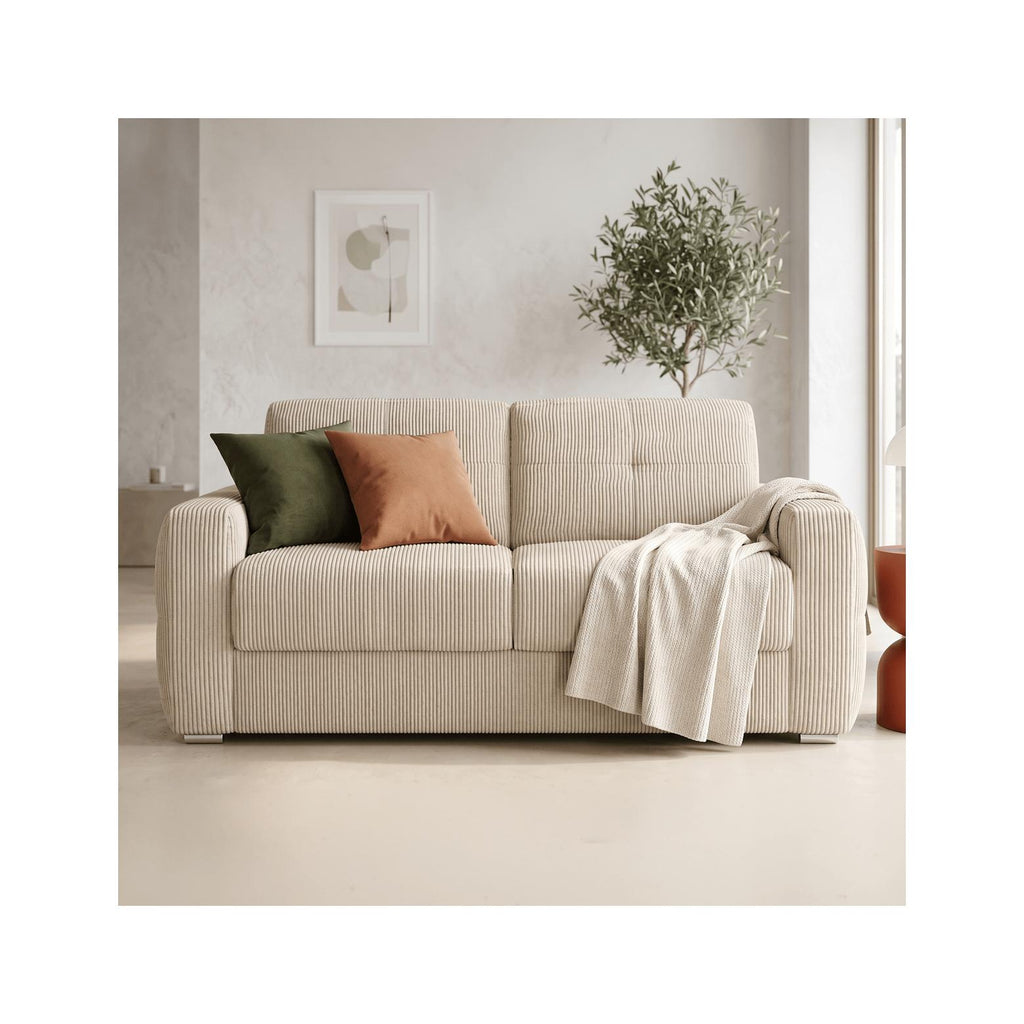 Cassian - Hæftet sovesofa - Fløjl - Beige