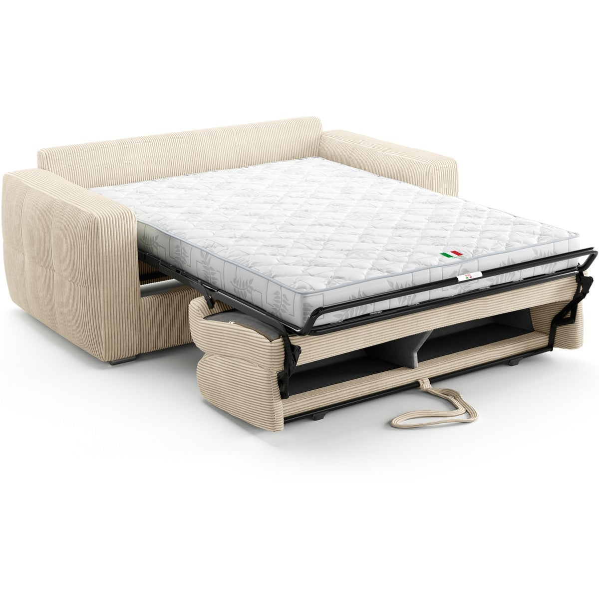 Cassian - Hæftet sovesofa - Fløjl - Beige