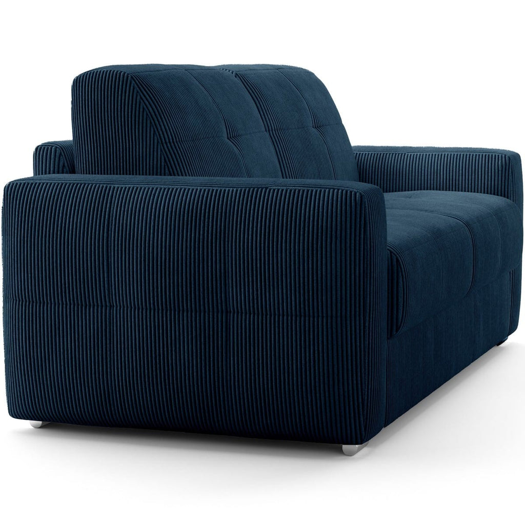 Cassian - Sofa Pikowana Rozkładana - Sztruks - Ciemnoniebieski