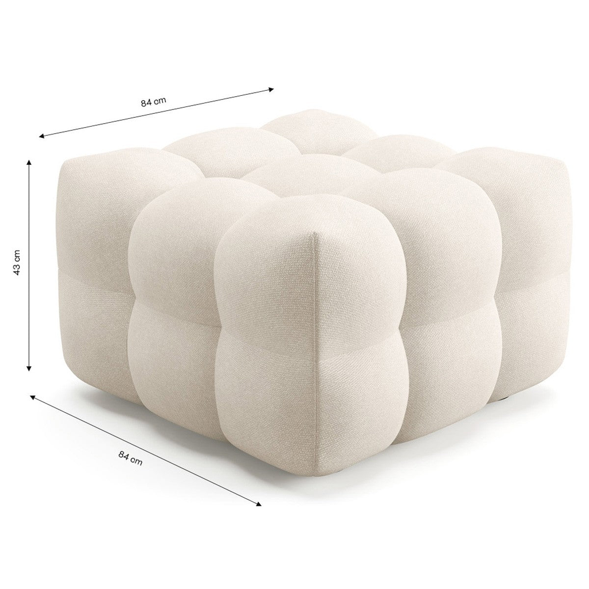 Cester - Djuphäftad sittpuff - Bouclétyg - Beige