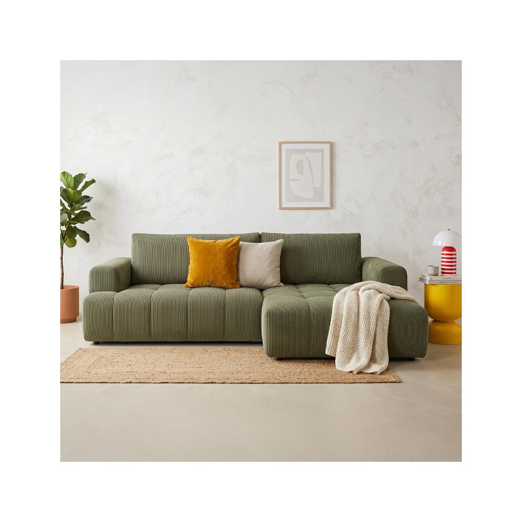 Karl - Højrevendt hjørnesovesofa - Fløjl - Kakigrøn