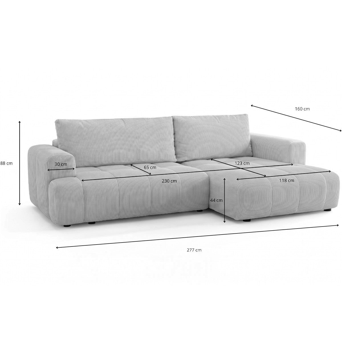 Karl - Højrevendt hjørnesovesofa - Fløjl - Kakigrøn