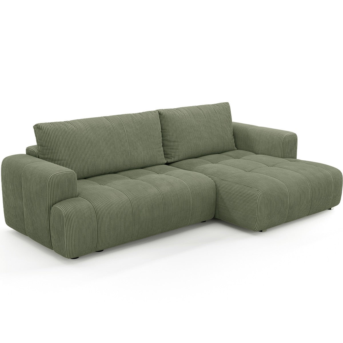 Karl - Højrevendt hjørnesovesofa - Fløjl - Kakigrøn