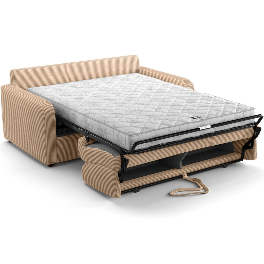 Lumio - Sofa Prosta Rozkładana - Sztruks - Jasny Brąz