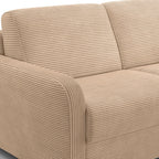 Lumio - Sofa Prosta Rozkładana - Sztruks - Jasny Brąz