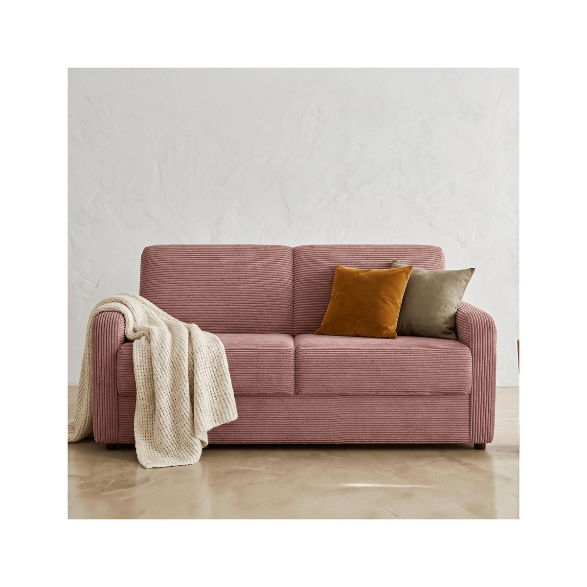 Lumio - Lige sovesofa - Fløjl - Gammelrosa