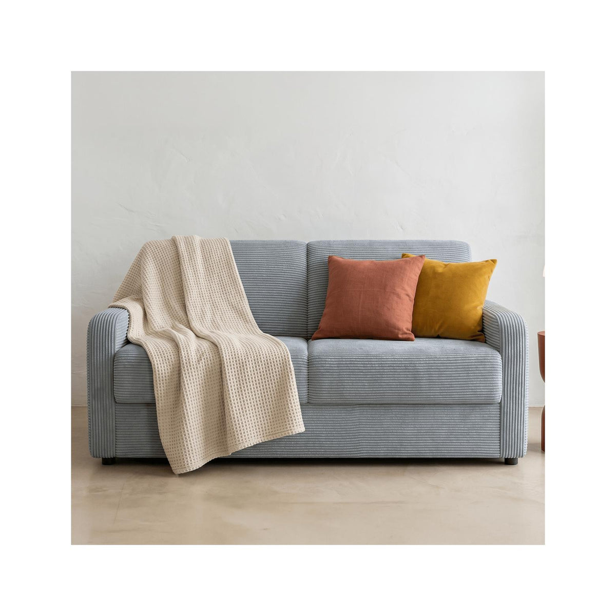 Lumio - Sofa Prosta Rozkładana - Sztruks - Niebieski