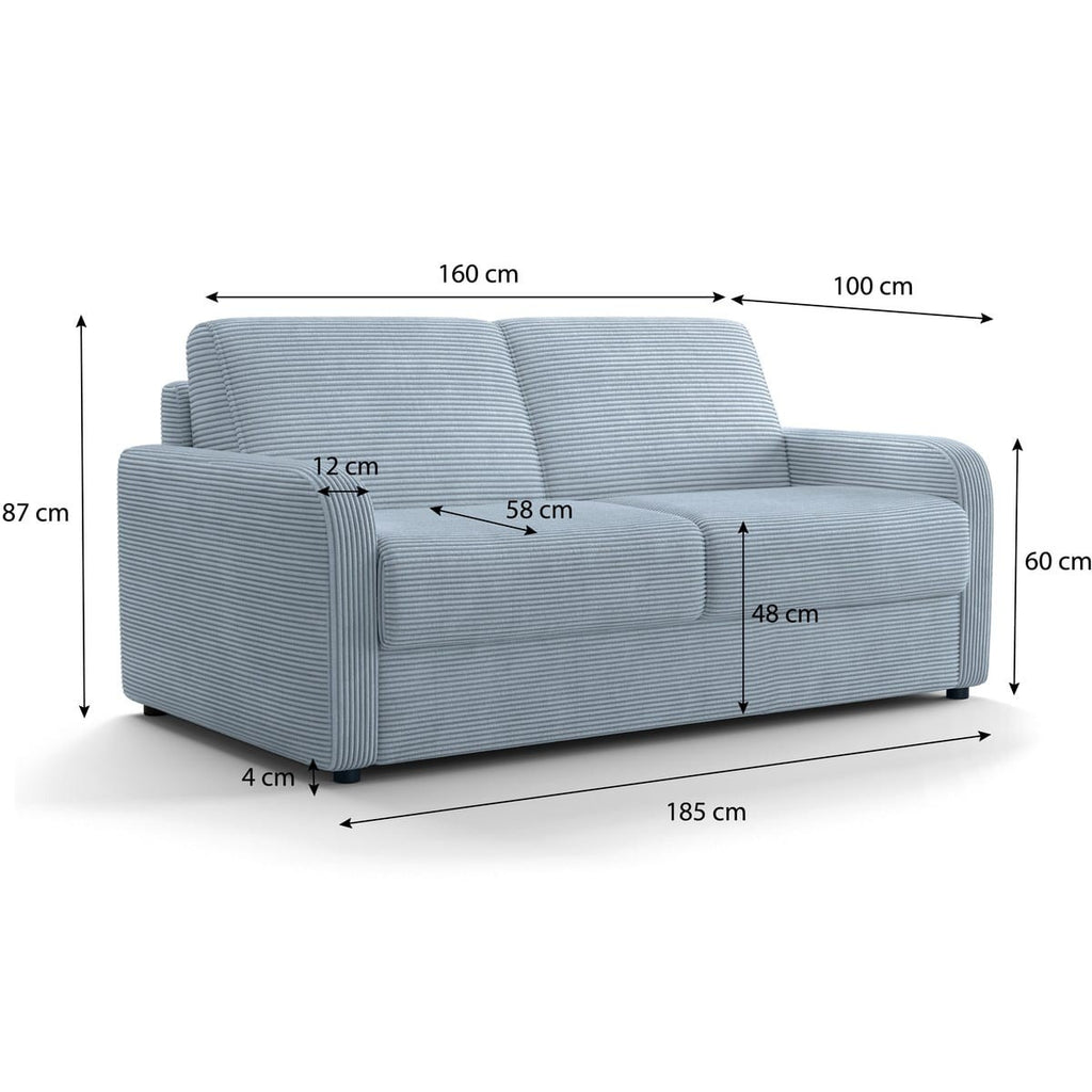 Lumio - Sofa Prosta Rozkładana - Sztruks - Niebieski