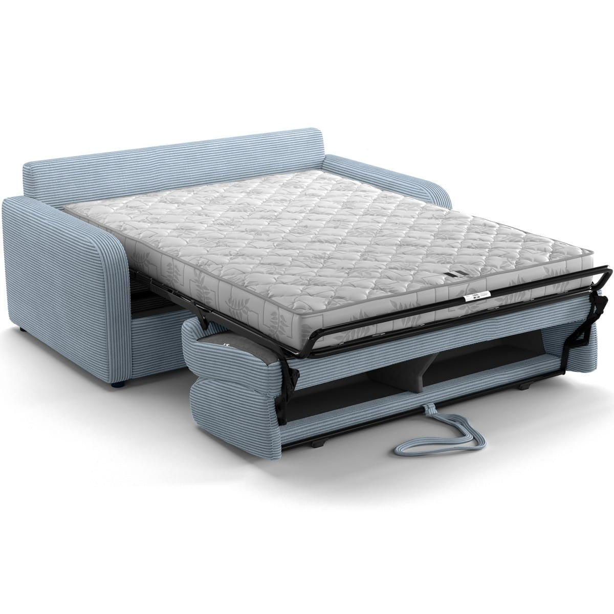 Lumio - Sofa Prosta Rozkładana - Sztruks - Niebieski