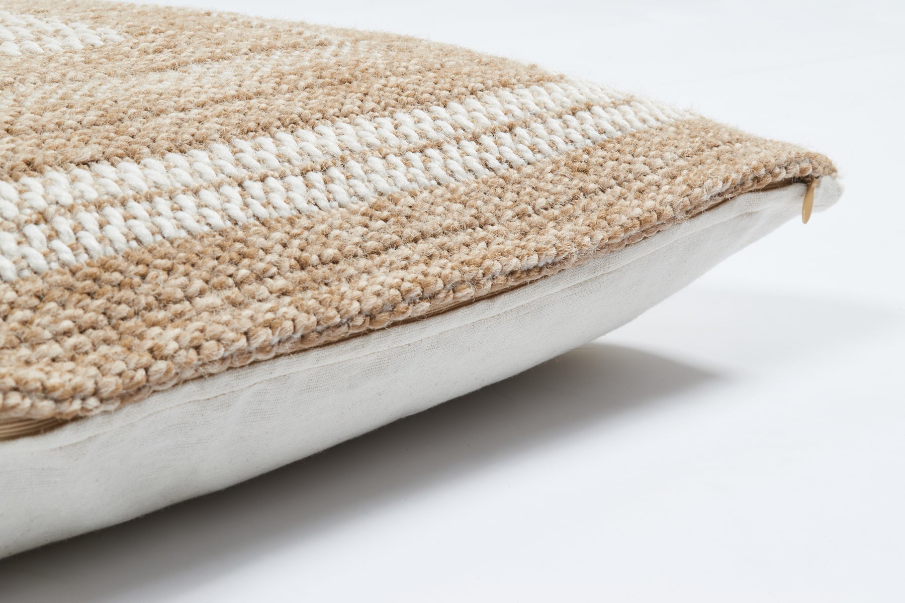 White rectangle cushion cover with natural jute effect Nazar rugs