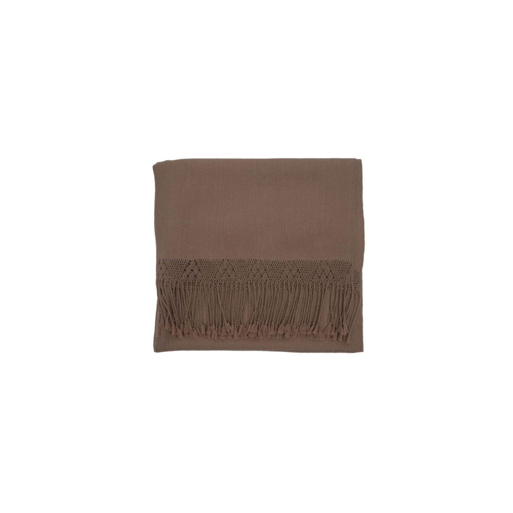 Manta de lana y detalles de macramé - Ida - Caramelo