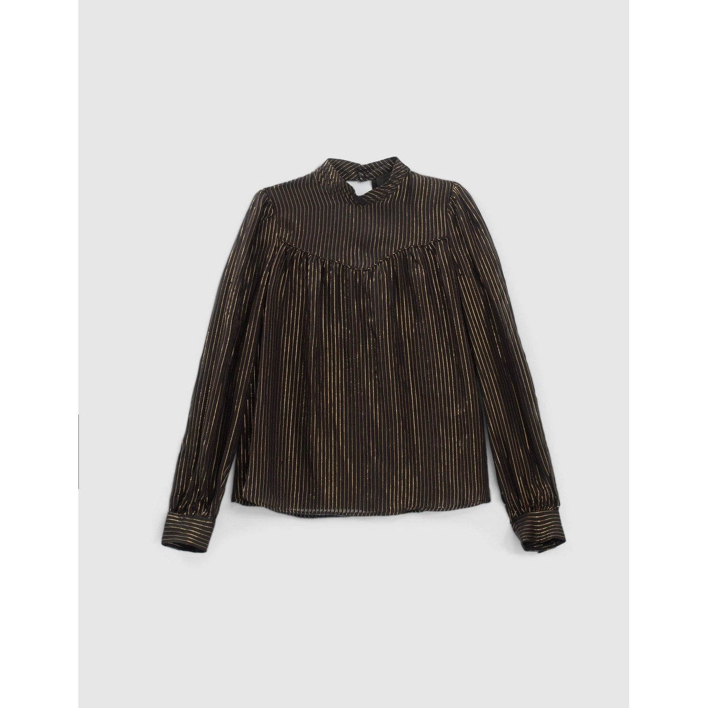 IKKS - Pure Edition Blouse Col Montant En Soie Et Fil Doré - Noir