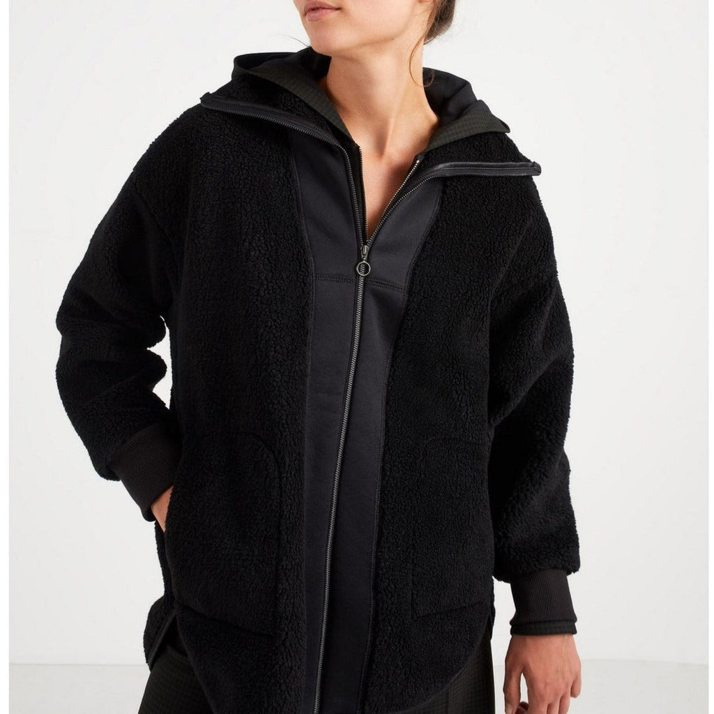 IKKS - Veste Noire Sherpa À Col Camionneur Et Capuche I.Code - Noir