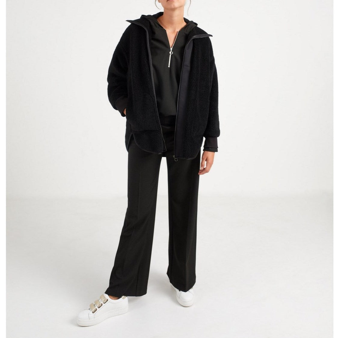 IKKS - Veste Noire Sherpa À Col Camionneur Et Capuche I.Code - Noir