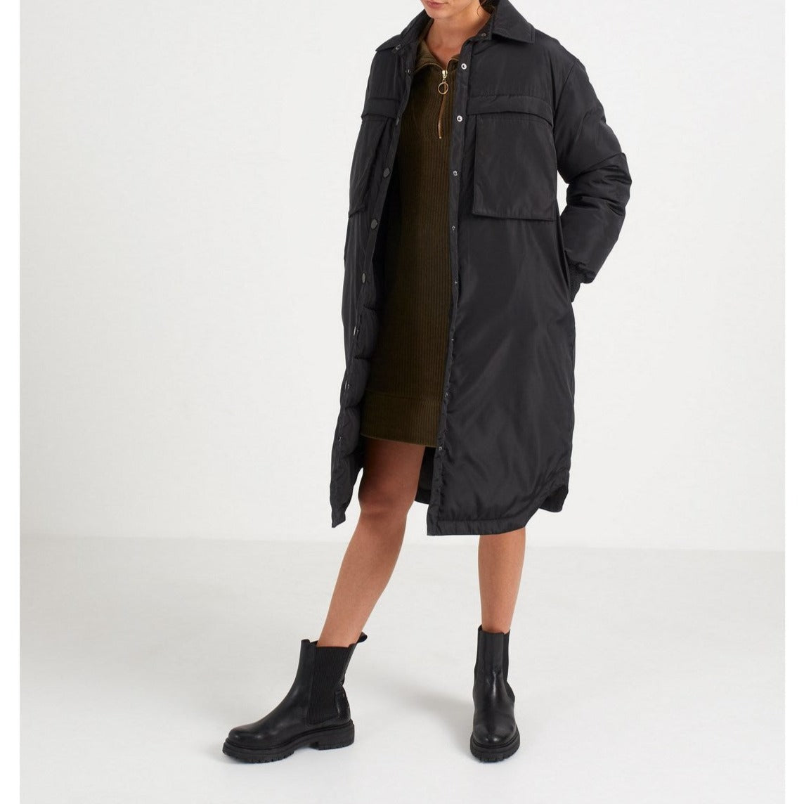 IKKS - Anorak largo negro con maxibolsillos I.Code - Negro