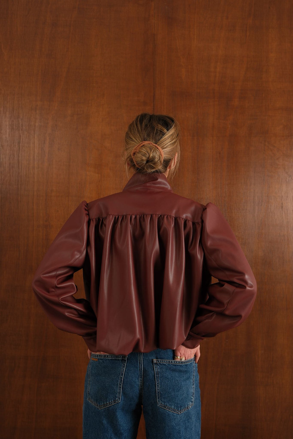 Iris Brick Faux-Leather Jacket