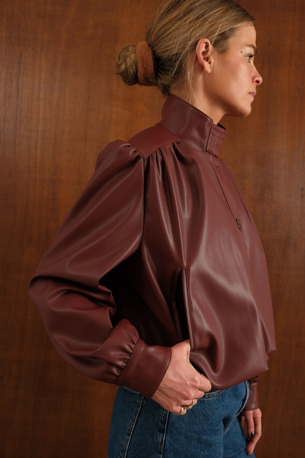 Iris Brick Faux-Leather Jacket