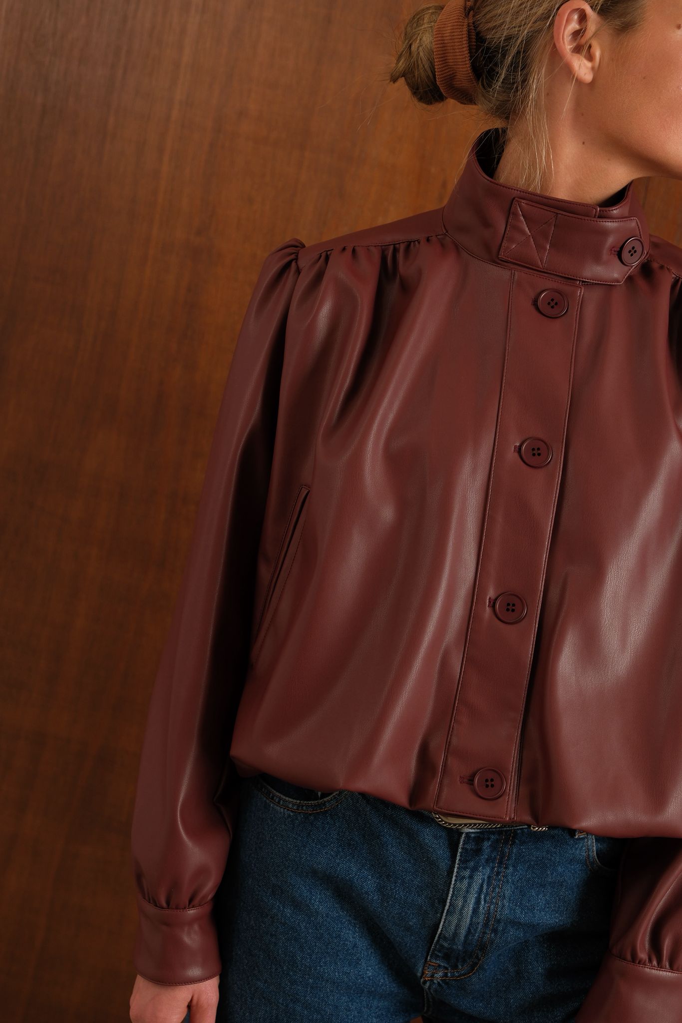 Iris Brick Faux-Leather Jacket