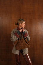Bolso Maxi Ante Trenzado Camel