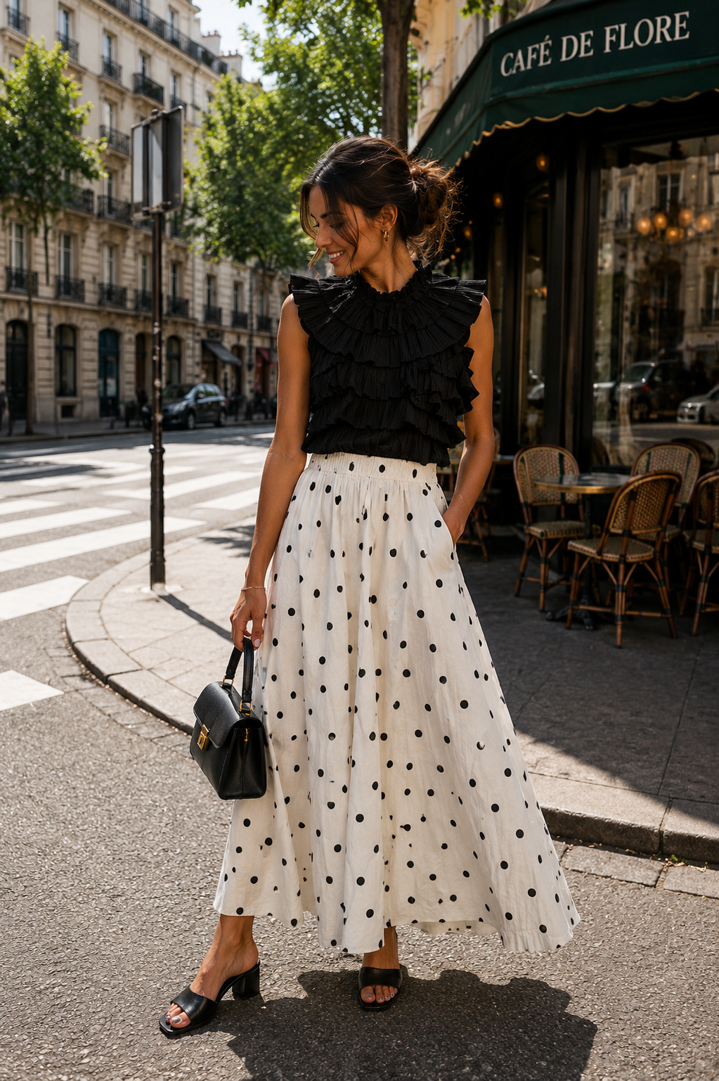 Falda Guisantes - Crudo/Negro