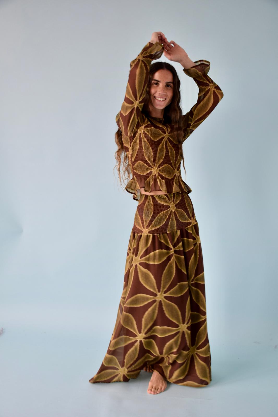 Chía Green And Brown Clover Blouse