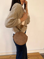 Sac Bandoulière En Daim Taupe Macarena