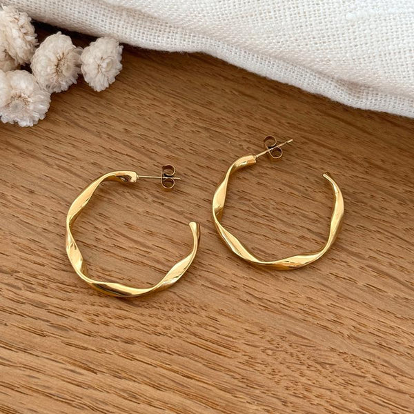 "Alaia" hoop earrings 30mm steel-Earrings-instants-plaisirs-Instants Plaisirs | Jewelry