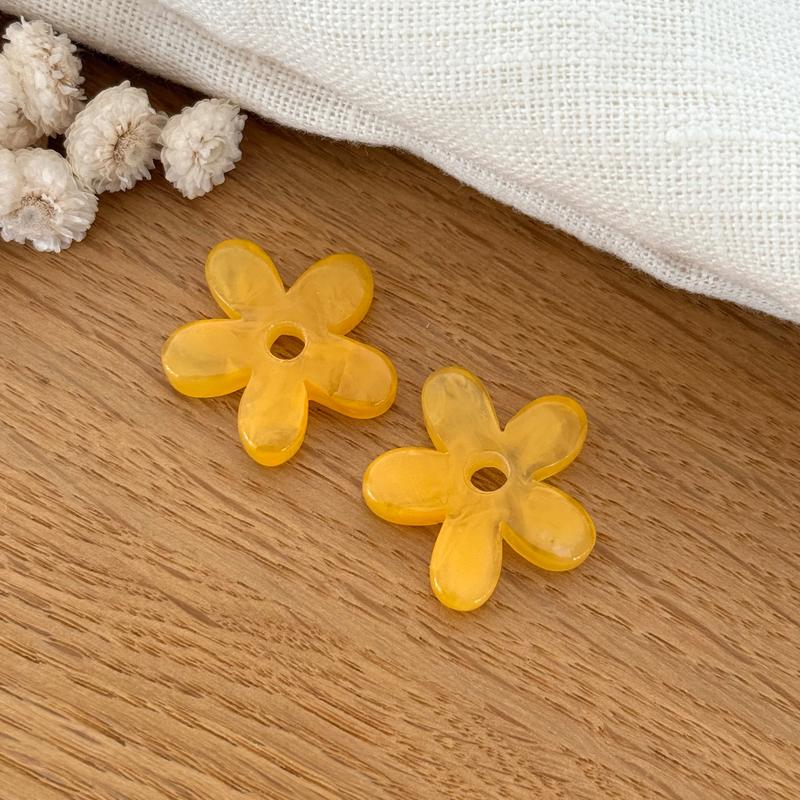 Fleurs "Maria" acétate-Boucles d'oreilles-instants-plaisirs-Jaune-Instants Plaisirs | Bijoux