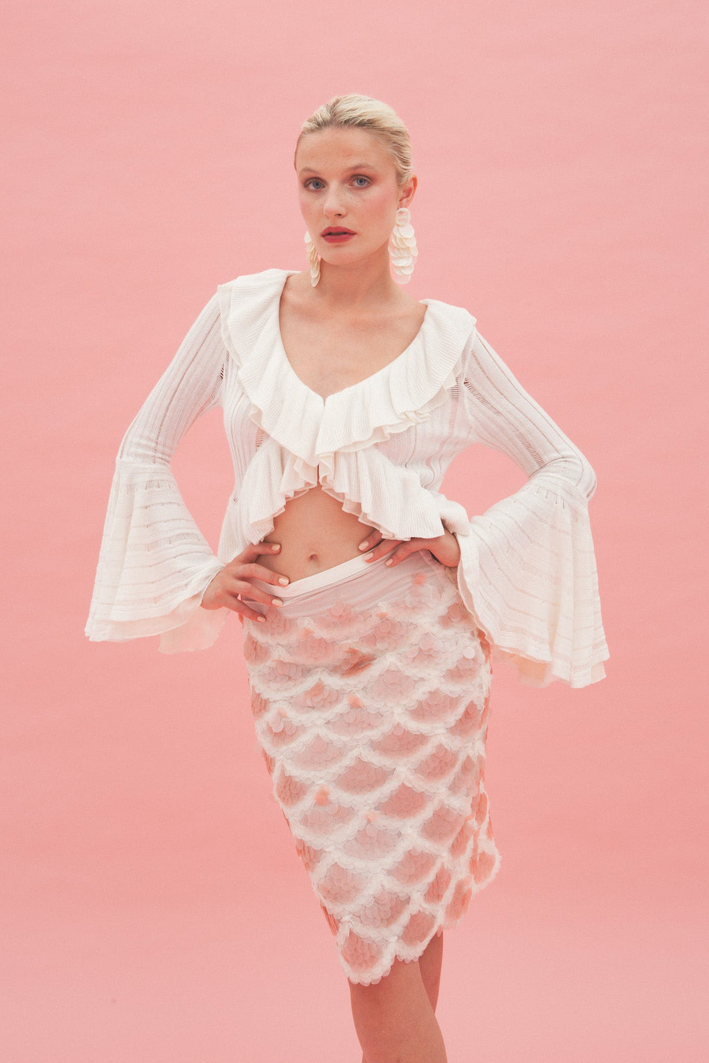 Midikjol med paljetter Mermaid – Rosa