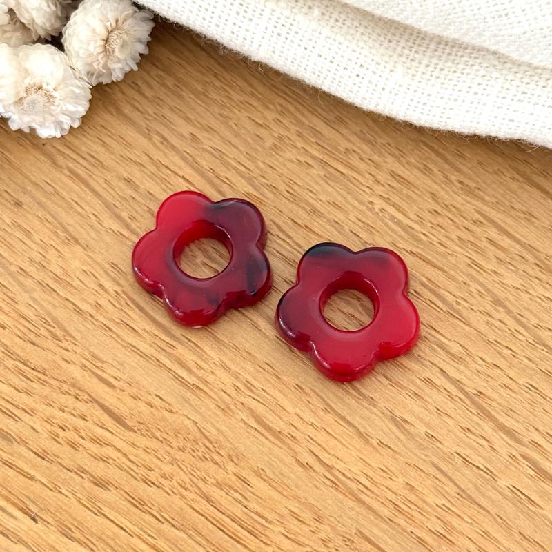 “Flora” acetate flowers-Earrings-instants-plaisirs-Dark red-Instants Plaisirs | Jewelry