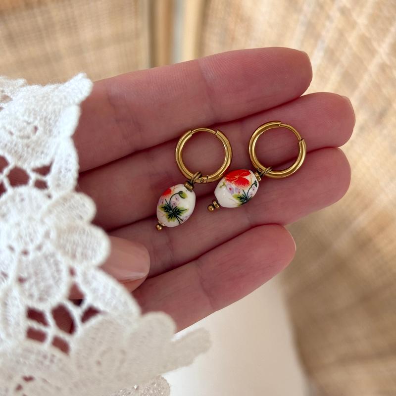 “Blossom” steel hoop earrings-Earrings-instants-plaisirs-Instants Plaisirs | Jewelry