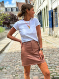 Emilie Croco Faux Leather Skirt Old Rose